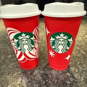 Starbucks red holiday cup set of 2 never used!